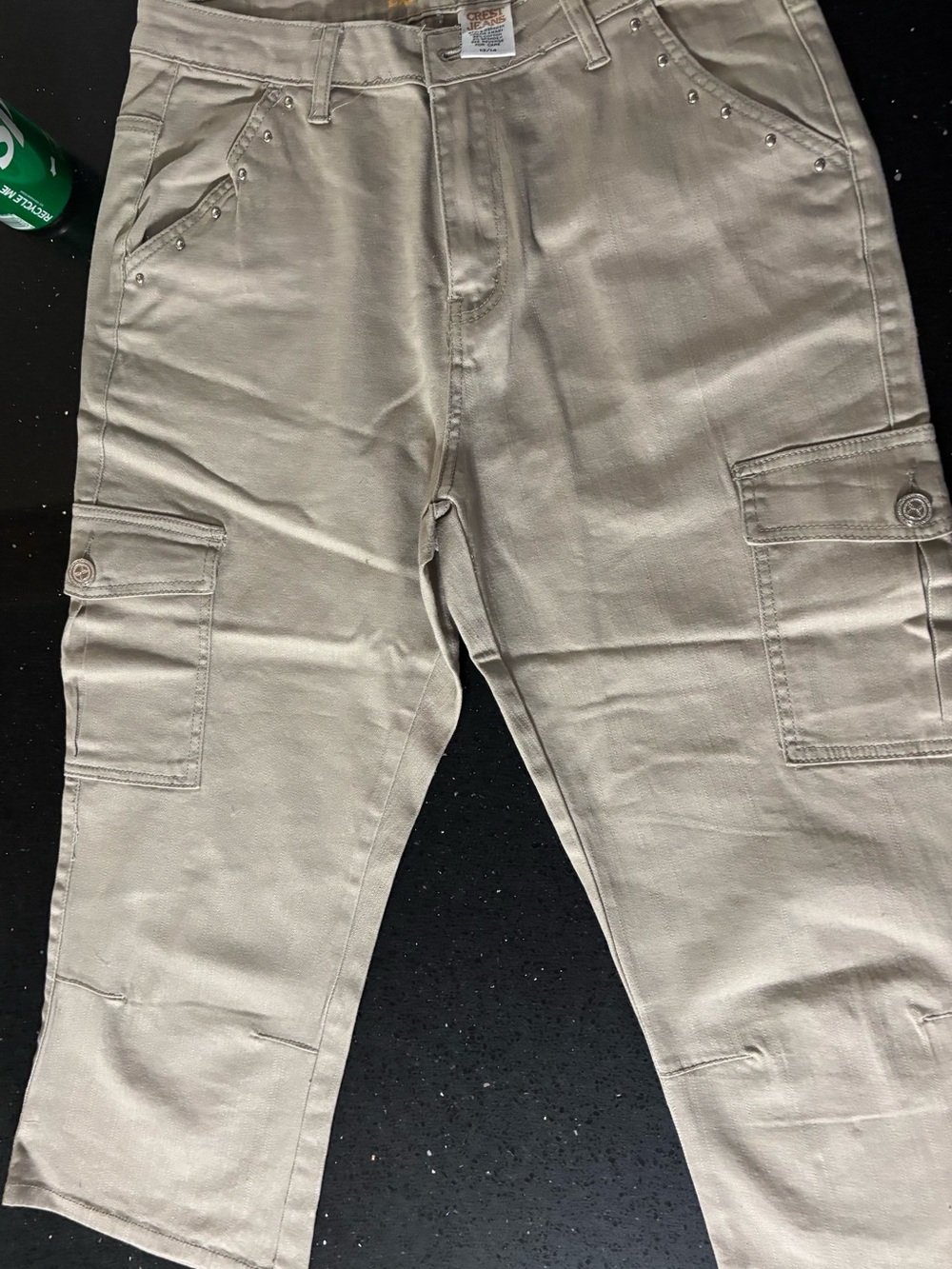 Women’s Capris in Light Khaki with Stud Detail